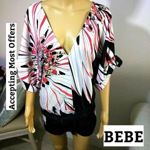 Bebe, Floral V Neck‎ Tunic Sz S